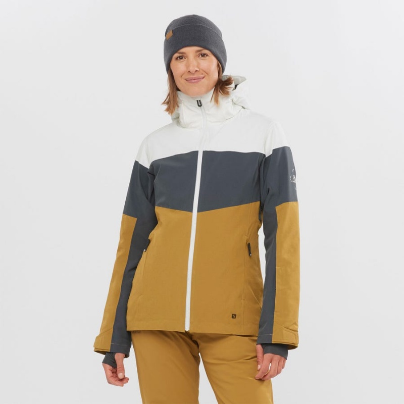 Ski Jackets Salomon SLALOM Mujer Marrones | UY 2405AHK