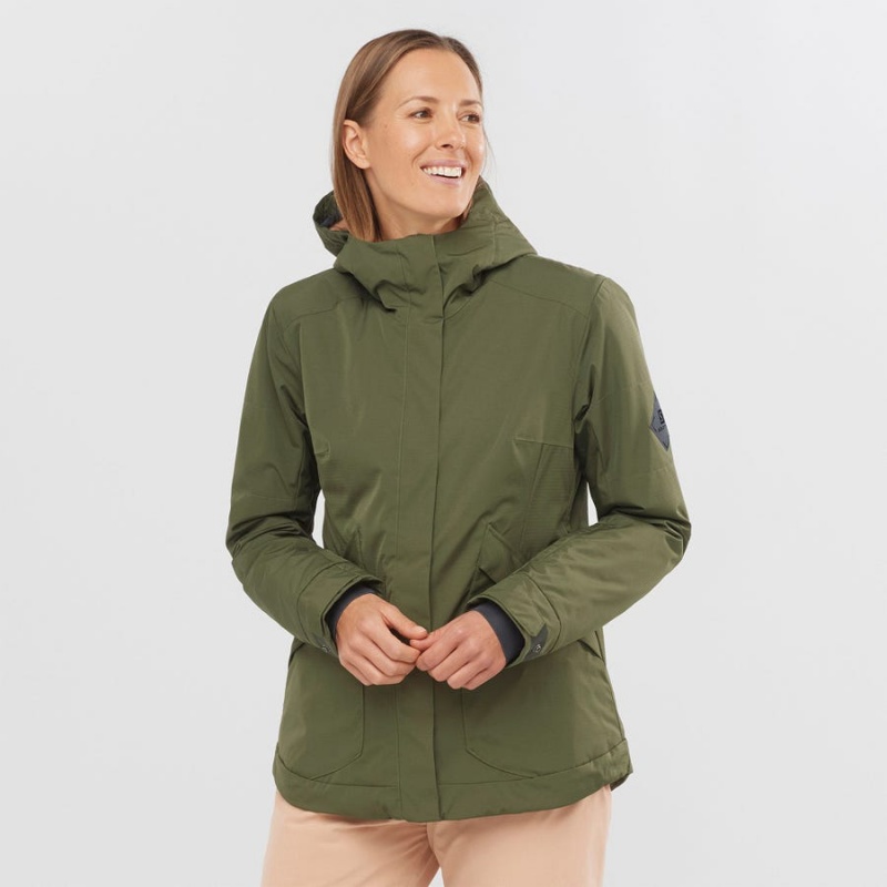 Ski Jackets Salomon SNOW REBEL Mujer Verde Oliva | UY 2430AHK