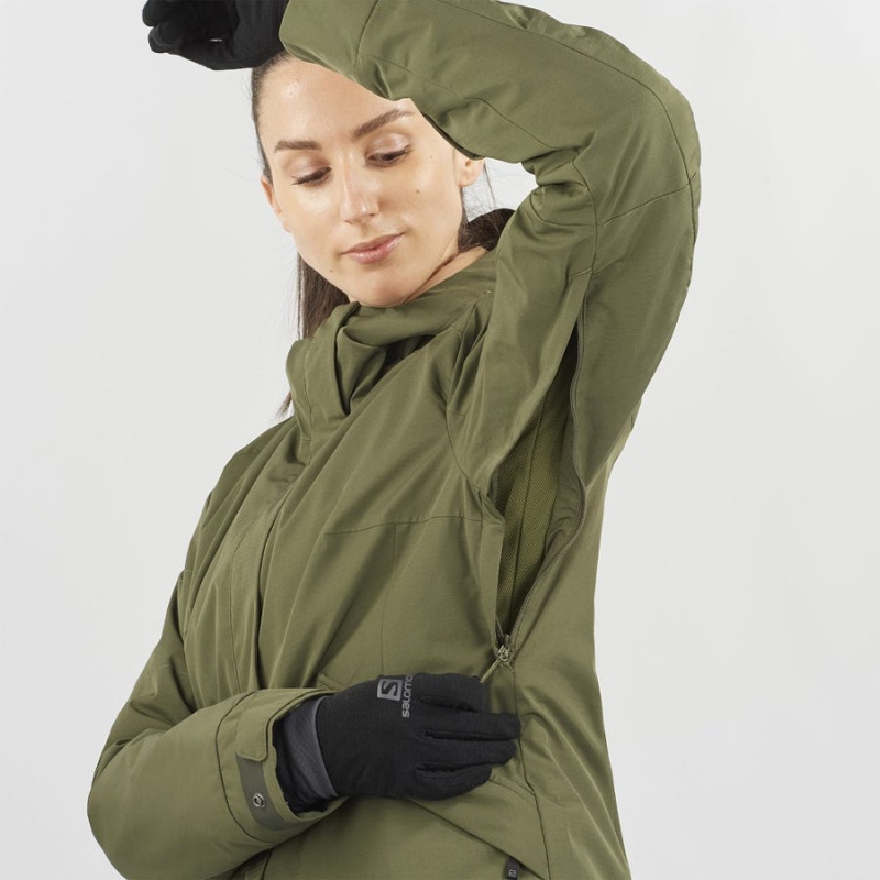 Ski Jackets Salomon SNOW REBEL Mujer Verde Oliva | UY 2430AHK