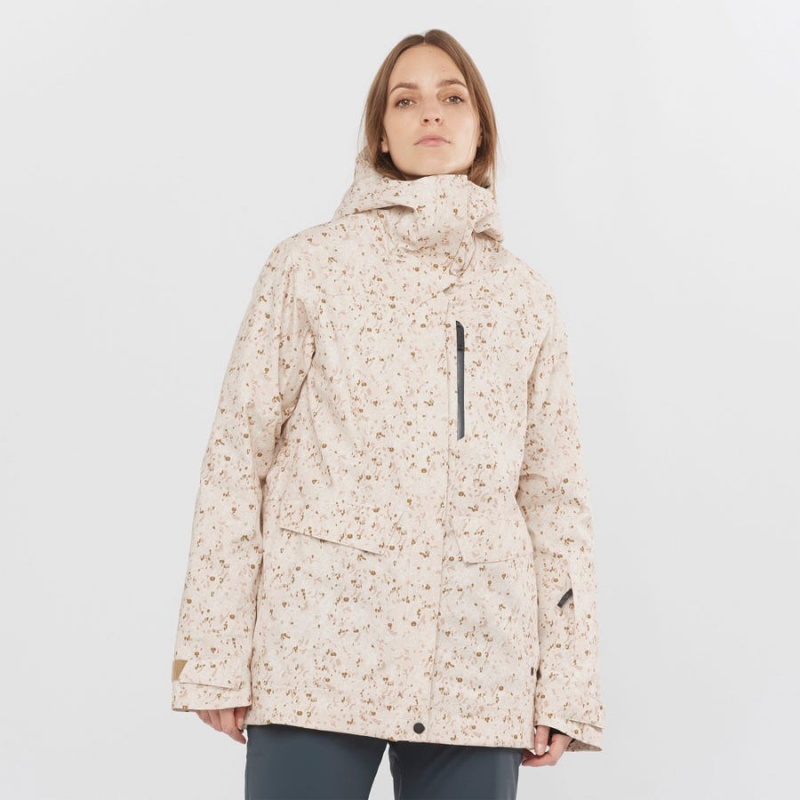 Ski Jackets Salomon STANCE CARGO Mujer Beige | UY 2410HAP