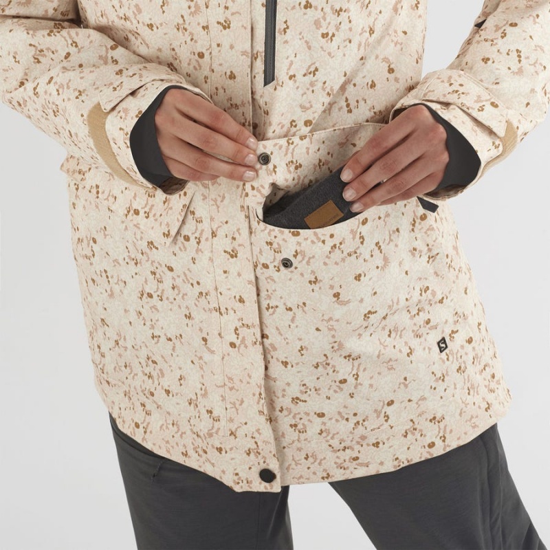 Ski Jackets Salomon STANCE CARGO Mujer Beige | UY 2410HAP