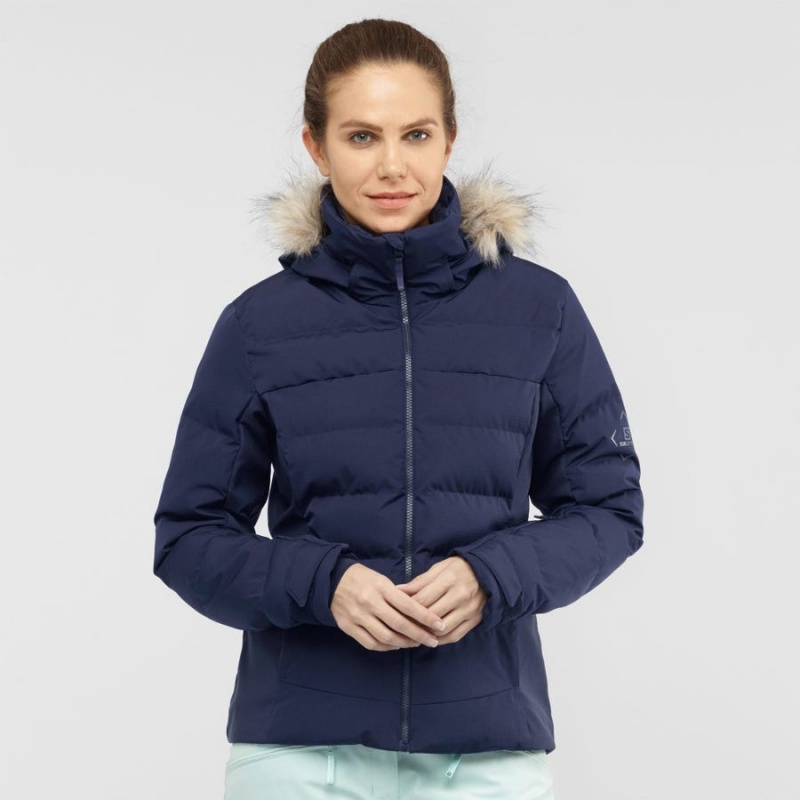 Ski Jackets Salomon STORMCOZY Mujer Azul Marino | UY 2413LIS