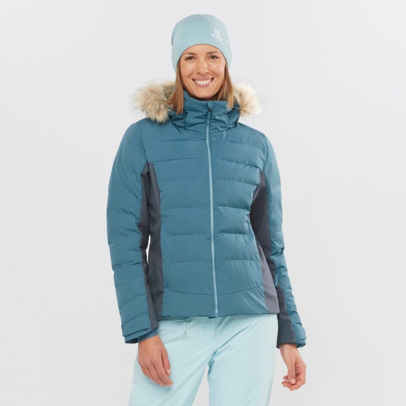 Ski Jackets Salomon STORMCOZY Mujer Azules | UY 2412KOR