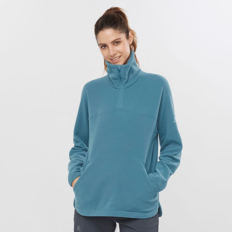 Sudadera con Capucha Salomon ESSENTIAL COSY FLEECE Mujer Azules | UY 2518ZUT