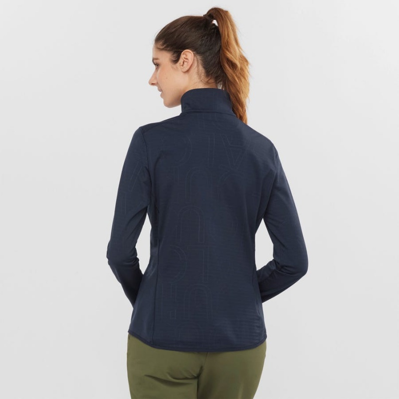 Sudadera con Capucha Salomon ESSENTIAL LIGHTWARM Mujer Azul Marino Azules | UY 2526WNB