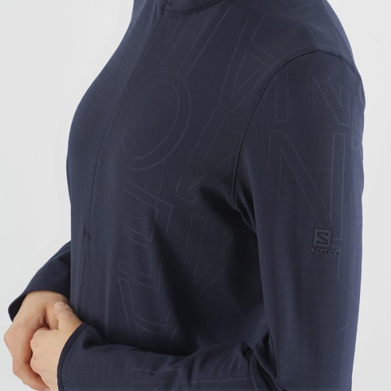 Sudadera con Capucha Salomon ESSENTIAL LIGHTWARM Mujer Azul Marino Azules | UY 2526WNB