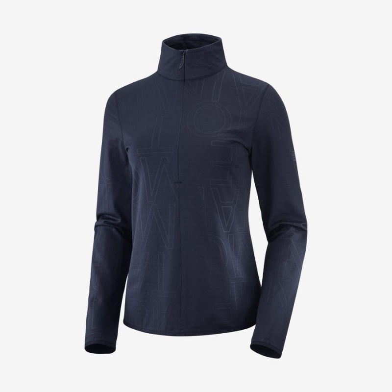 Sudadera con Capucha Salomon ESSENTIAL LIGHTWARM Mujer Azul Marino Azules | UY 2526WNB