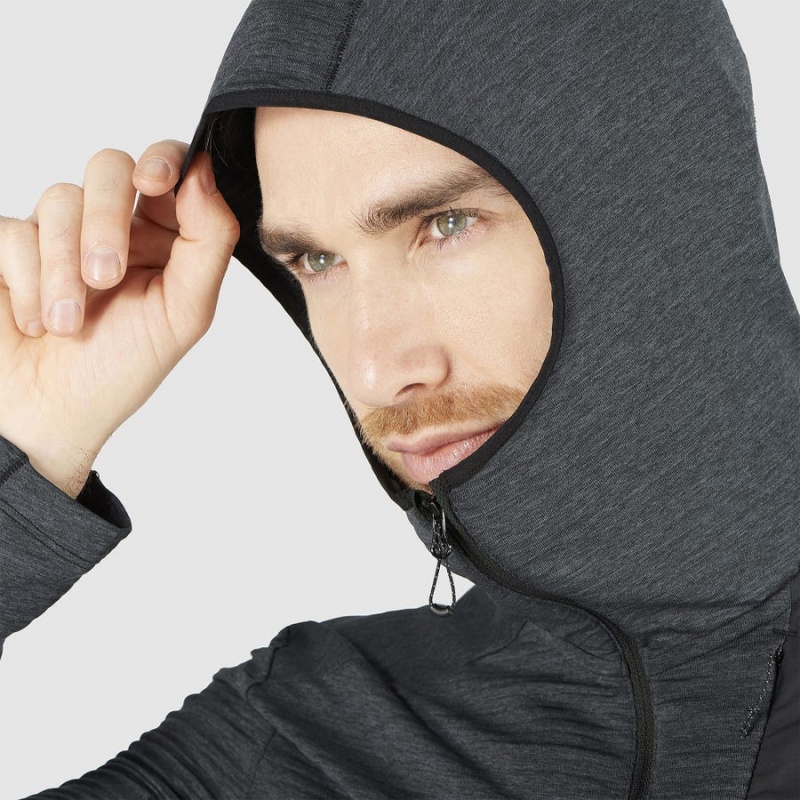 Sudadera con Capucha Salomon ESSENTIAL LIGHTWARM HOODED Hombre Negras | UY 3217KOR