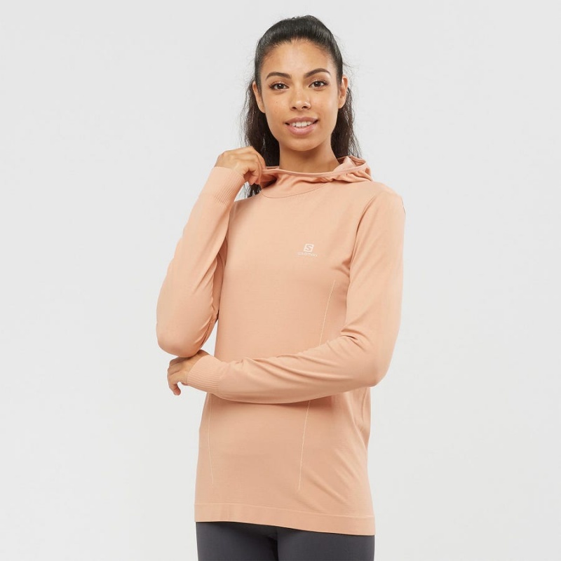 Sudadera con Capucha Salomon ESSENTIAL SEAMLESS Mujer Rosas | UY 2533JPQ