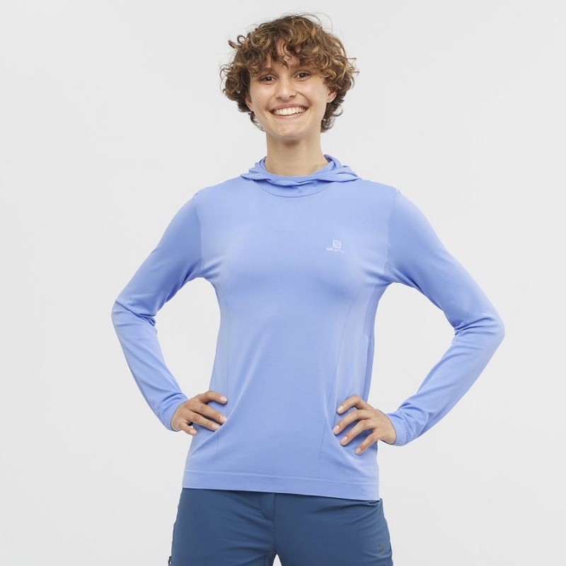 Sudadera con Capucha Salomon ESSENTIAL SEAMLESS Mujer Azules | UY 2530FDN