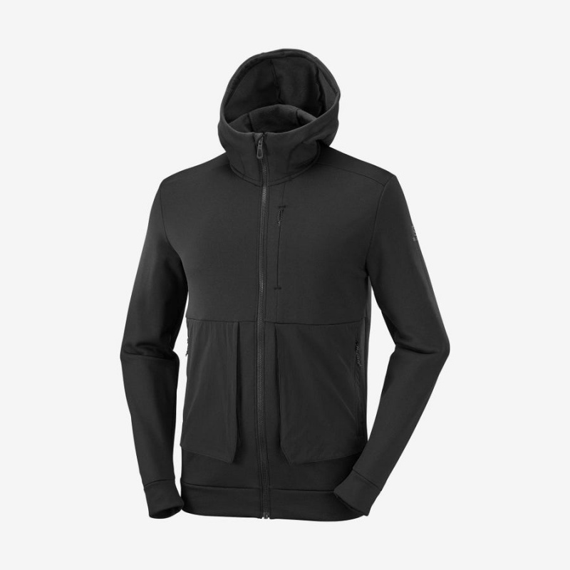 Sudadera con Capucha Salomon ESSENTIAL WARM FLEECE Hombre Negras | UY 3197VRW