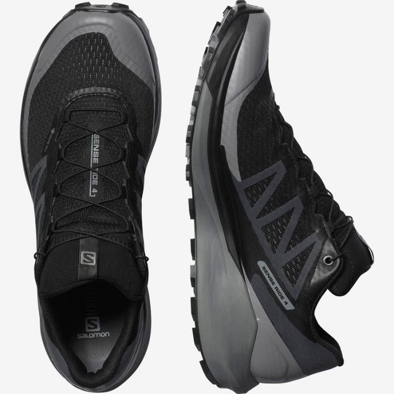 Zapatillas Trail Running Salomon SENSE RIDE 4 GORE-TEX INVISIBLE FIT Hombre Negras Negras | UY 3519GSO