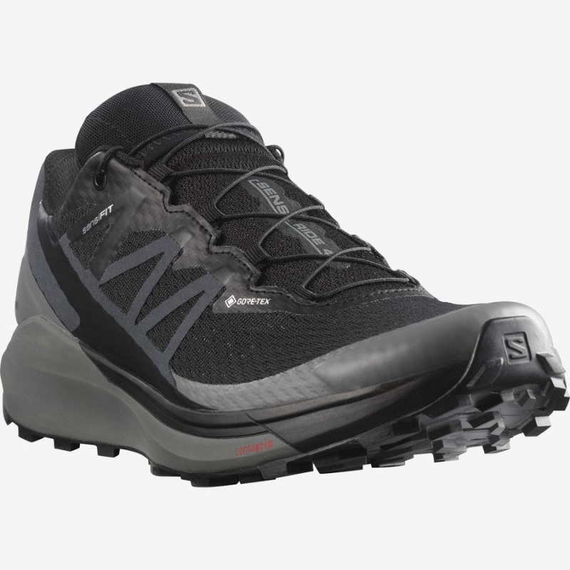 Zapatillas Trail Running Salomon SENSE RIDE 4 GORE-TEX INVISIBLE FIT Hombre Negras Negras | UY 3519GSO