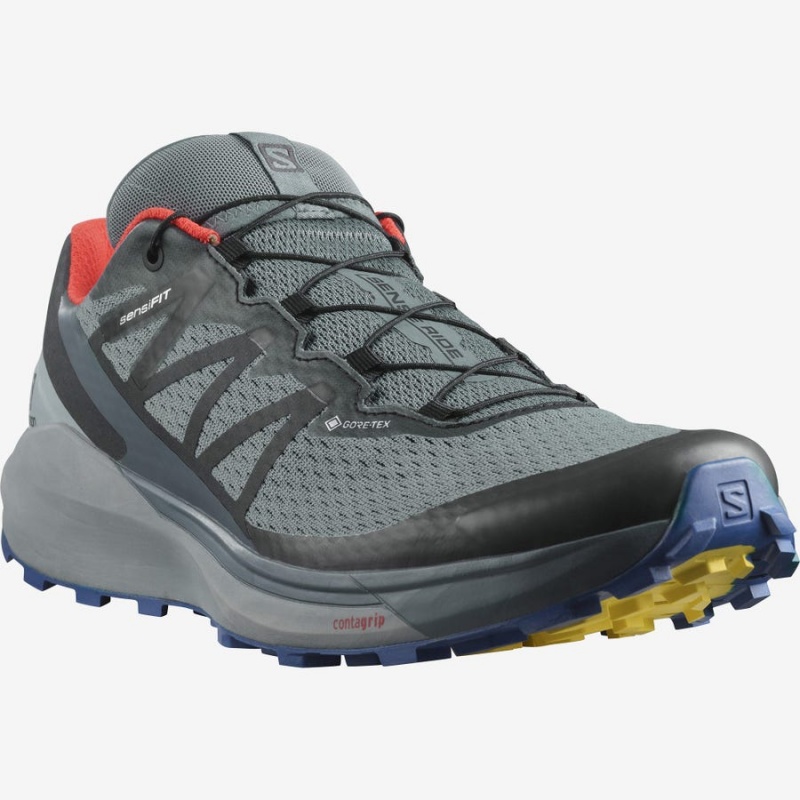 Zapatillas Trail Running Salomon SENSE RIDE 4 GORE-TEX INVISIBLE FIT Hombre Verde Oliva | UY 3518FDN