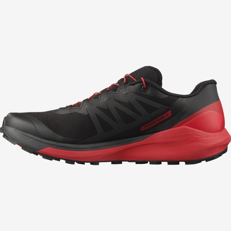 Zapatillas Trail Running Salomon SENSE RIDE 4 Hombre Negras Rojas | UY 3492UZG