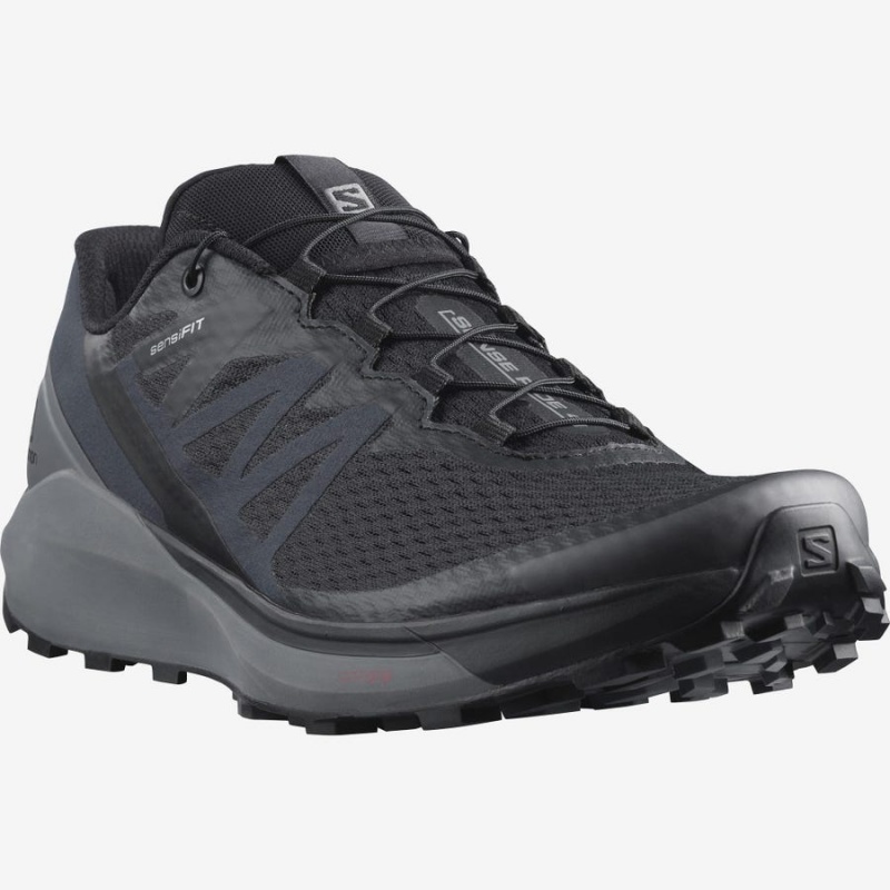 Zapatillas Trail Running Salomon SENSE RIDE 4 Hombre Negras Gris | UY 3491YXF