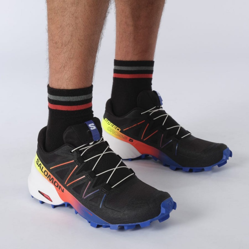 Zapatillas Trail Running Salomon SPEEDCROSS 5 RACING PACK Hombre Negras Azules | UY 3503JPQ