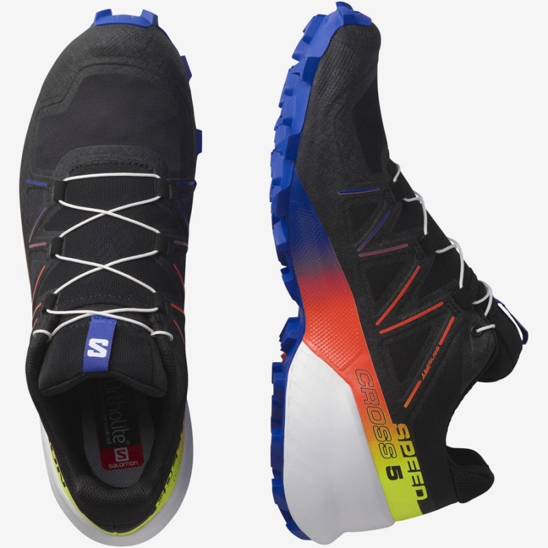 Zapatillas Trail Running Salomon SPEEDCROSS 5 RACING PACK Hombre Negras Azules | UY 3503JPQ