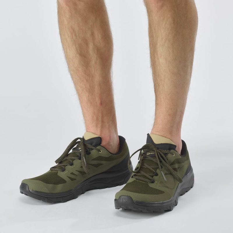 Zapatillas de Senderismo Salomon OUTLINE GORE-TEX Hombre Verde Oliva Negras | UY 3600AHK