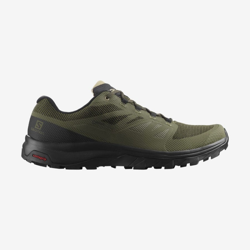 Zapatillas de Senderismo Salomon OUTLINE GORE-TEX Hombre Verde Oliva Negras | UY 3600AHK