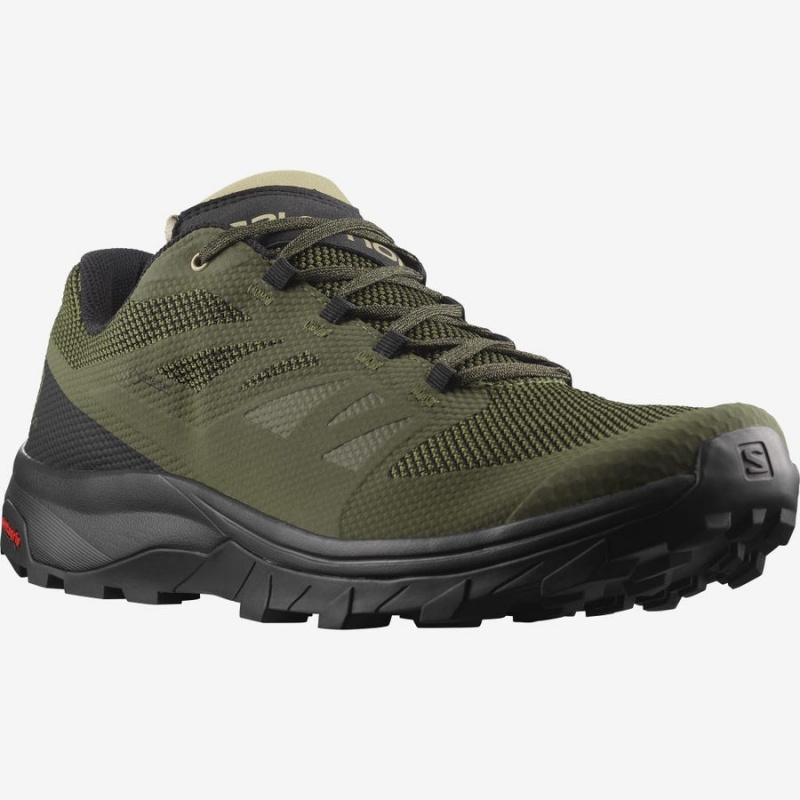 Zapatillas de Senderismo Salomon OUTLINE GORE-TEX Hombre Verde Oliva Negras | UY 3600AHK