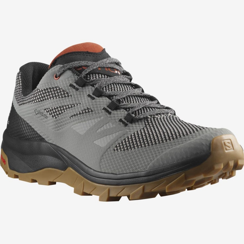 Zapatillas de Senderismo Salomon OUTLINE GORE-TEX Hombre Gris Negras | UY 3598OKI