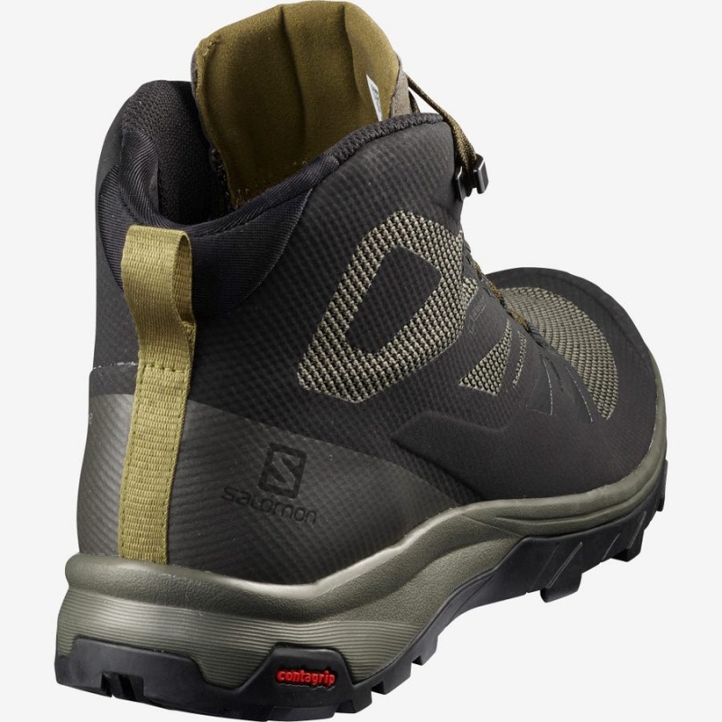 Zapatillas de Senderismo Salomon OUTLINE MID GORE-TEX Hombre Verde Oliva Negras | UY 3597ILH