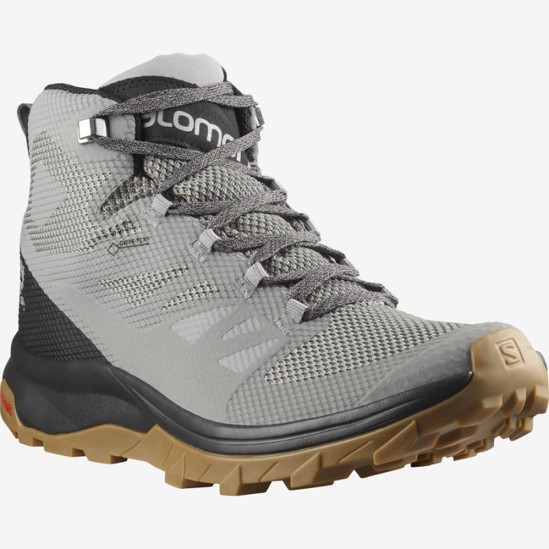 Zapatillas de Senderismo Salomon OUTLINE MID GORE-TEX Hombre Gris Negras | UY 3596UZG