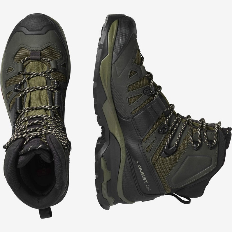 Zapatillas de Senderismo Salomon QUEST 4 GORE-TEX Hombre Verde Oliva | UY 3563NWY