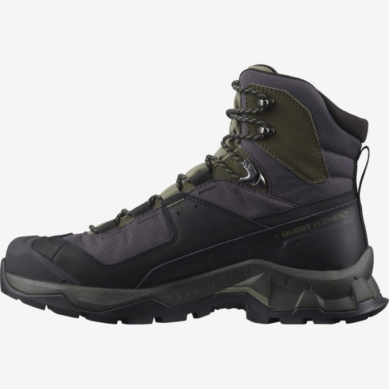 Zapatillas de Senderismo Salomon QUEST ELEMENT GORE-TEX Hombre Negras Verde Oliva | UY 3549AHK