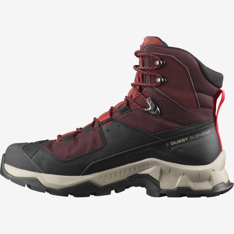 Zapatillas de Senderismo Salomon QUEST ELEMENT GORE-TEX Hombre Gris Rojas | UY 3548AHK