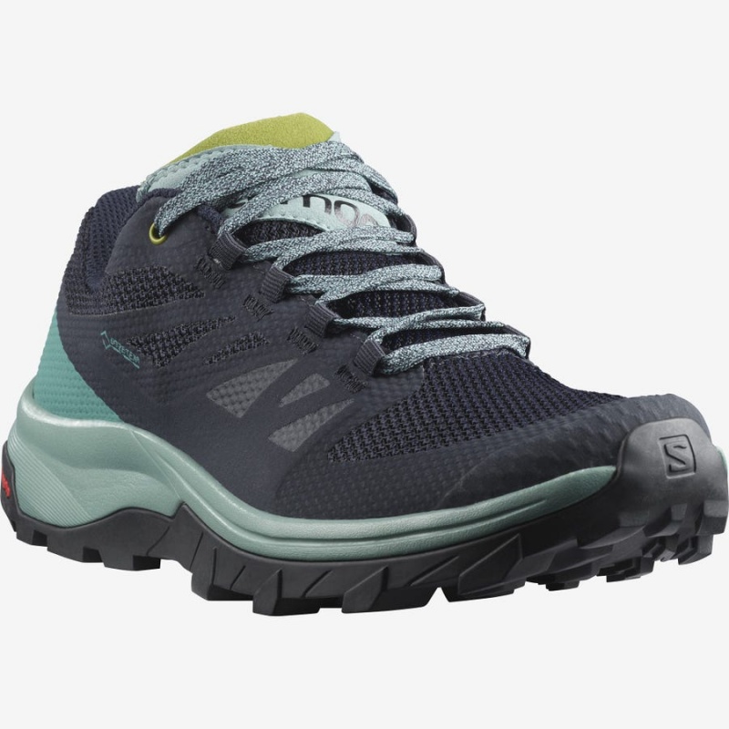 Zapatillas de Senderismo Salomon WoOUTLINE GORE-TEX Mujer Negras Verde | UY 2796DFM