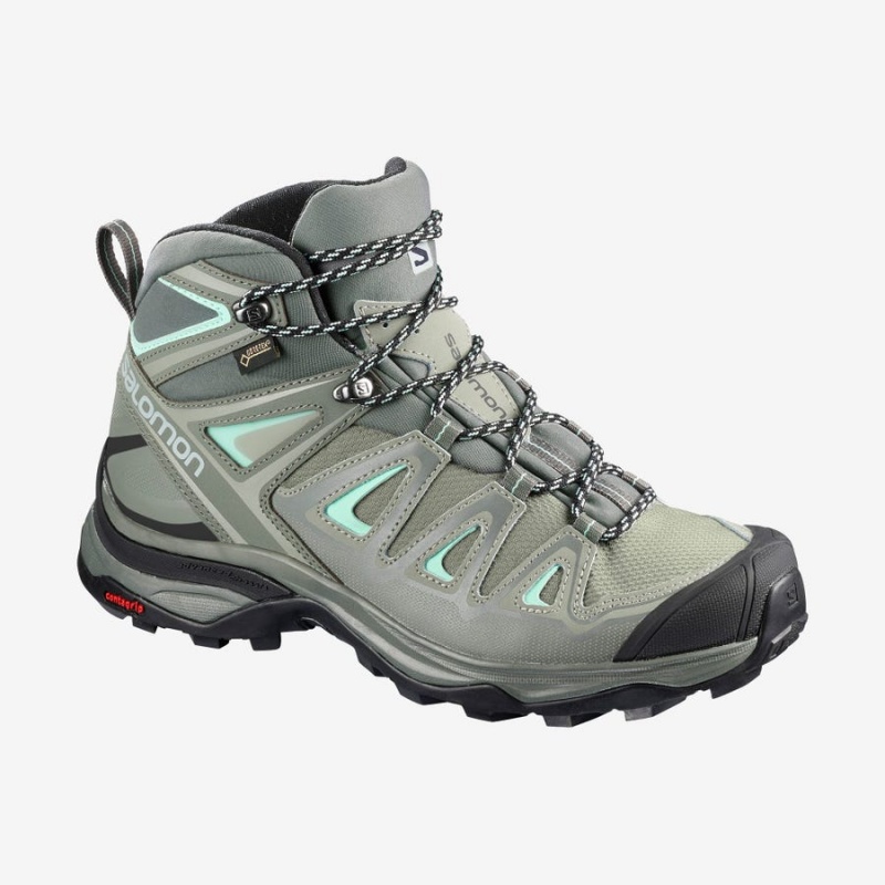 Zapatillas de Senderismo Salomon WoX ULTRA 3 MID GORE-TEX Mujer Verde Oliva | UY 2820AHK