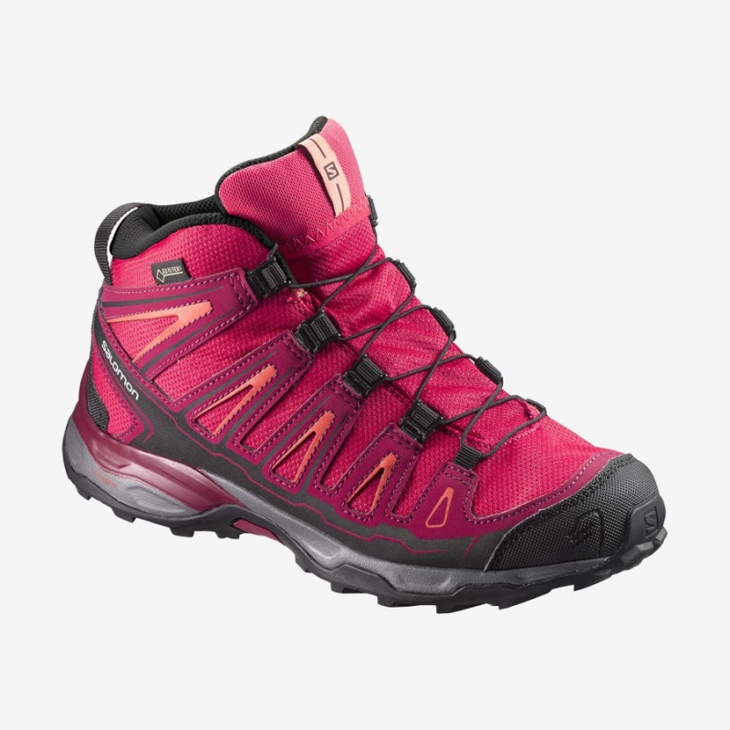 Zapatillas de Senderismo Salomon X-ULTRA MID GORE-TEX GTX J Niños Rojas | UY 2033XYU