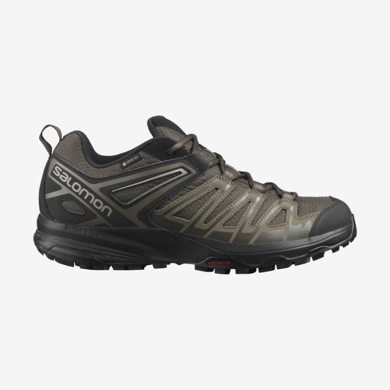 Zapatillas de Senderismo Salomon X CREST GORE-TEX Hombre Negras Verde Oliva | UY 3616MQZ