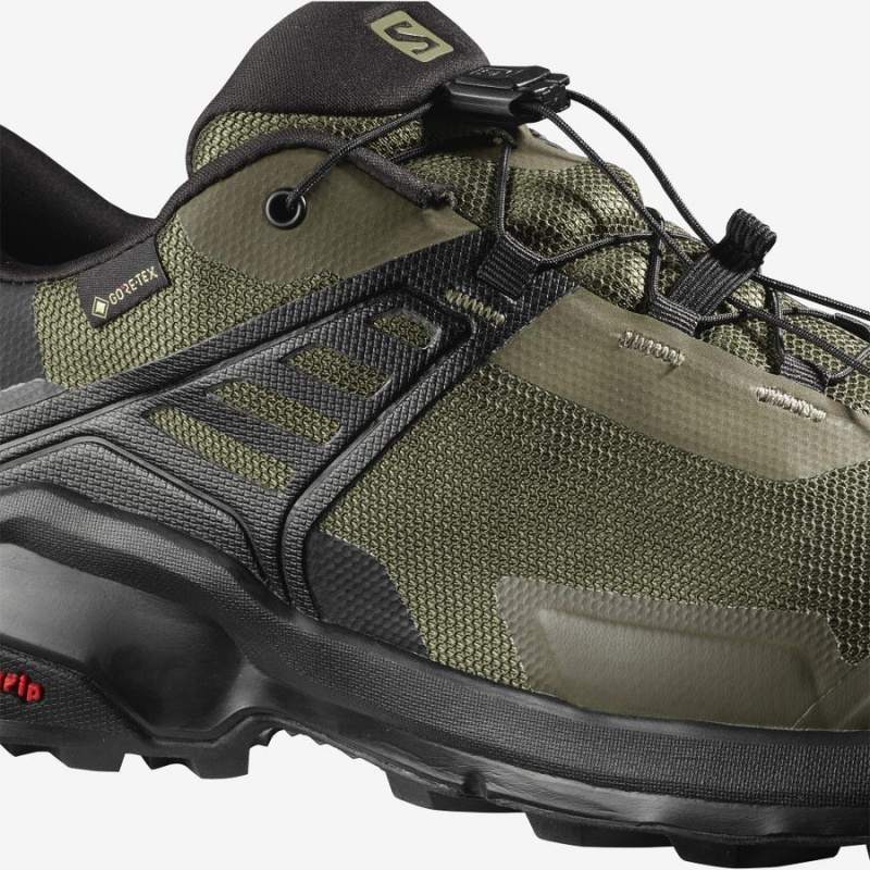 Zapatillas de Senderismo Salomon X RAISE GORE-TEX Hombre Negras Verde Oliva | UY 3602SGL