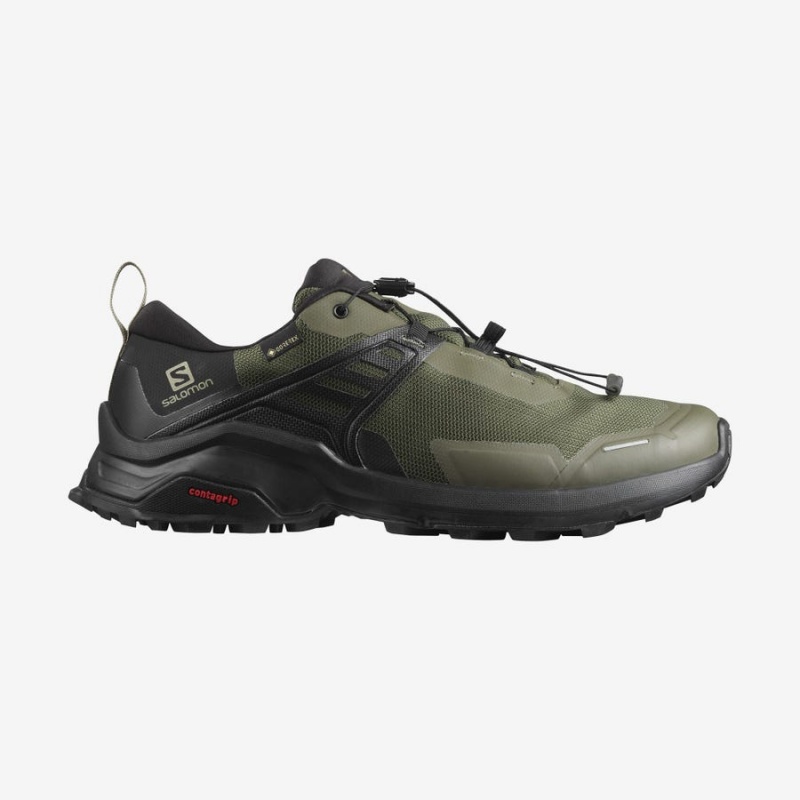 Zapatillas de Senderismo Salomon X RAISE GORE-TEX Hombre Negras Verde Oliva | UY 3602SGL