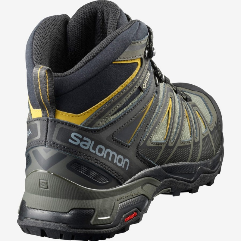 Zapatillas de Senderismo Salomon X ULTRA 3 WIDE MID GORE-TEX Hombre Gris Negras Verde | UY 3594TCE