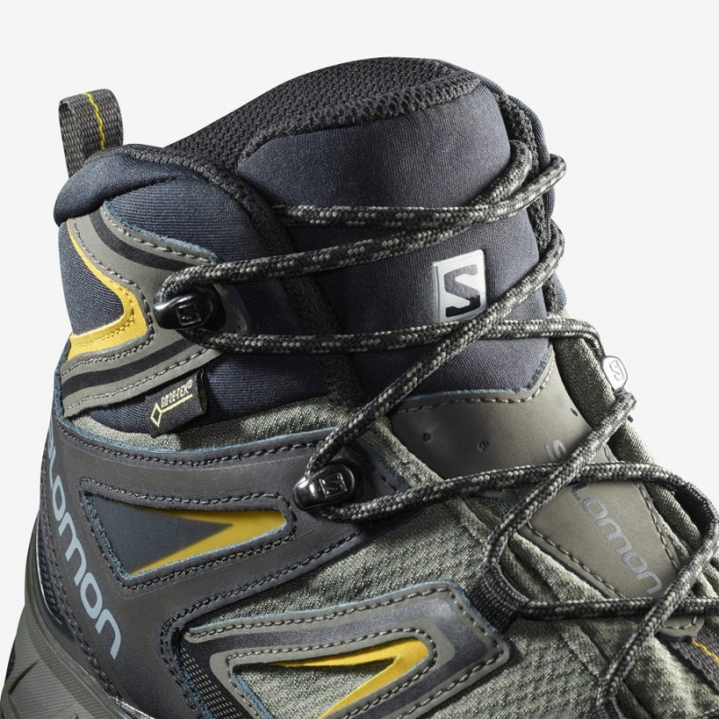 Zapatillas de Senderismo Salomon X ULTRA 3 WIDE MID GORE-TEX Hombre Gris Negras Verde | UY 3594TCE