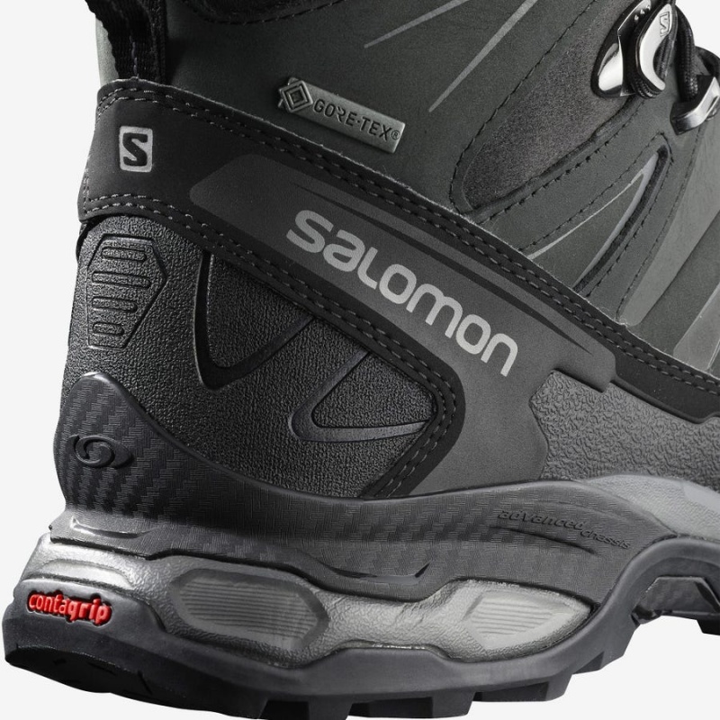 Zapatillas de Senderismo Salomon X ULTRA TREK GORE-TEX Hombre Gris Negras Verde | UY 3575SGL