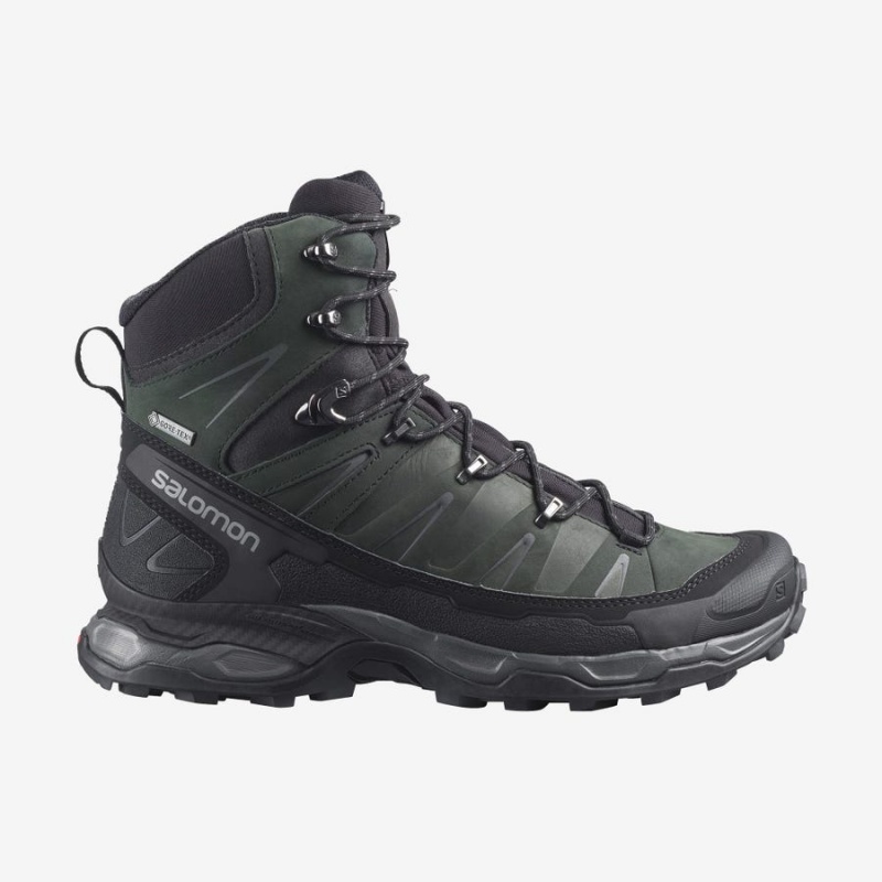 Zapatillas de Senderismo Salomon X ULTRA TREK GORE-TEX Hombre Gris Negras Verde | UY 3575SGL