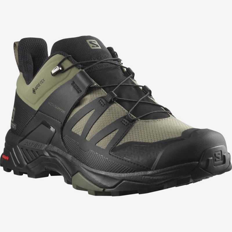 Zapatillas de Senderismo Salomon X ULTRA 4 WIDE GORE-TEX Hombre Verde Oliva Negras | UY 3552FDN